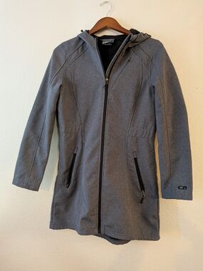 CB Sports Women's Gray Hooded Long Jacket
